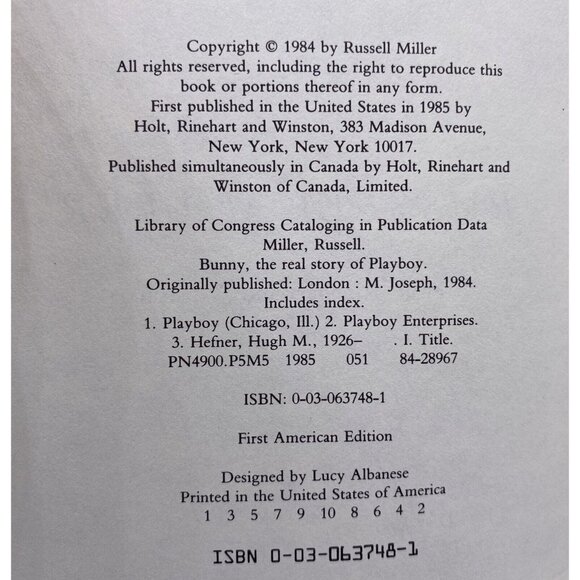 Bunny The Real Story of Playboy by Russell Miller HCDJ 1st American Edition 1984 - Picture 11 of 14